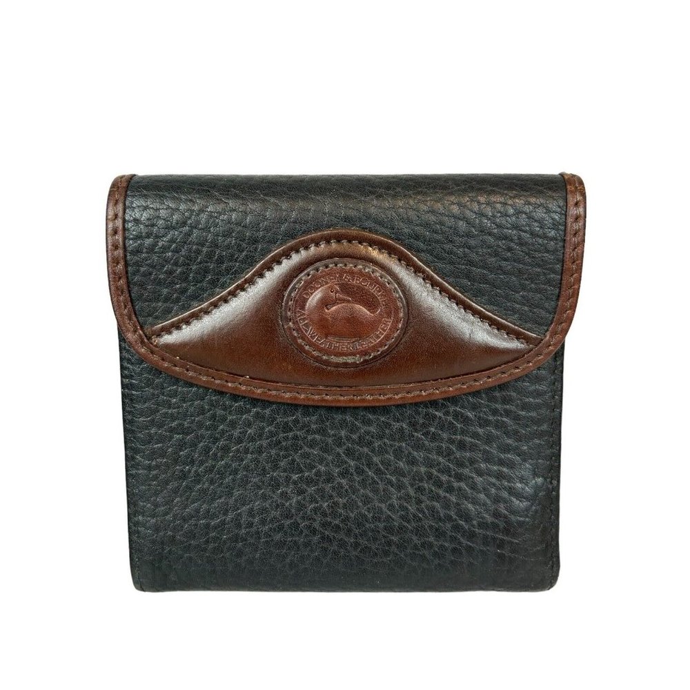 DOONEY & BOURKE PEBBLED LARGE CREDIT CARD WALLET COIN PURSE BLACK VINTAGE